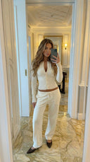 Hollis | Ribbed Knit Two Piece Set – Lounge Button Front Wide Leg Pants