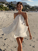 Holly | Halter Ruffle Mini Dress – Flowy Layered Beach Vacation Dress