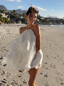 Holly | Halter Ruffle Mini Dress – Flowy Layered Beach Vacation Dress
