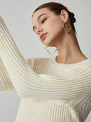 Iliana | Ribbed Knit Mini Dress – Casual Crew Neck Long Sleeve Flared Hem