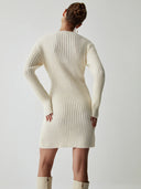 Iliana | Ribbed Knit Mini Dress – Casual Crew Neck Long Sleeve Flared Hem