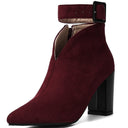 Alessa | Cutout Ankle Boots – Pointed Toe Buckle Strap Side Zip Block Heel