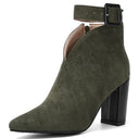Alessa | Cutout Ankle Boots – Pointed Toe Buckle Strap Side Zip Block Heel