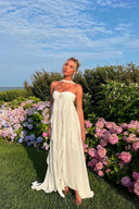 Imogen | Strapless Ruffle Maxi – Sweetheart Bodice Scarf Neck Summer Wedding Guest Dress