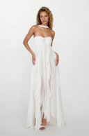 Imogen | Strapless Ruffle Maxi – Sweetheart Bodice Scarf Neck Summer Wedding Guest Dress