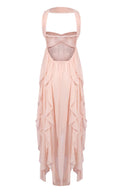 Imogen | Strapless Ruffle Maxi – Sweetheart Bodice Scarf Neck Summer Wedding Guest Dress