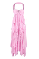 Imogen | Strapless Ruffle Maxi – Sweetheart Bodice Scarf Neck Summer Wedding Guest Dress