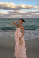 Imogen | Strapless Ruffle Maxi – Sweetheart Bodice Scarf Neck Summer Wedding Guest Dress