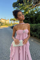 Imogen | Strapless Ruffle Maxi – Sweetheart Bodice Scarf Neck Summer Wedding Guest Dress