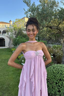 Imogen | Strapless Ruffle Maxi – Sweetheart Bodice Scarf Neck Summer Wedding Guest Dress