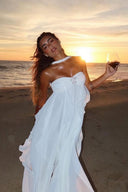 Imogen | Strapless Ruffle Maxi – Sweetheart Bodice Scarf Neck Summer Wedding Guest Dress