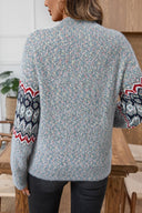 Indigo | Geometric Knit Sweater – Casual Crew Neck Long Sleeve Pattern
