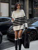 Indira | Striped Turtleneck Sweater – Casual Drop Shoulder Long Sleeve