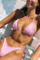Indyra | Striped Triangle Euro Summer Bikini Set – String Halter Side Tie Swimwear