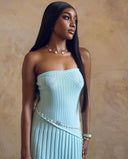 Isadora | Strapless Knit Pleated Maxi – Bandeau Split Summer Holiday Dress