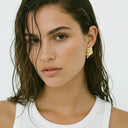 Isla | Gold Layered Wave Stud Earrings – Chunky Triple Panel Everyday Jewellery