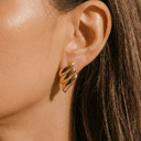 Isla | Gold Layered Wave Stud Earrings – Chunky Triple Panel Everyday Jewellery