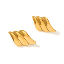 Isla | Gold Layered Wave Stud Earrings – Chunky Triple Panel Everyday Jewellery