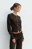 Ismay | Knit Two Piece Set – Casual Button Cardigan Drawstring Wide Leg Pants