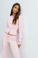 Ismay | Knit Two Piece Set – Casual Button Cardigan Drawstring Wide Leg Pants