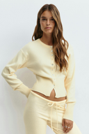 Ismay | Knit Two Piece Set – Casual Button Cardigan Drawstring Wide Leg Pants