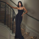 Itzel | Ruched Maxi Dress – Evening Strapless Sweetheart Neck Draped Front
