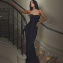 Itzel | Ruched Maxi Dress – Evening Strapless Sweetheart Neck Draped Front