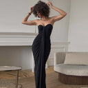 Itzel | Ruched Maxi Dress – Evening Strapless Sweetheart Neck Draped Front
