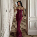Itzel | Ruched Maxi Dress – Evening Strapless Sweetheart Neck Draped Front