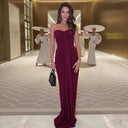 Itzel | Ruched Maxi Dress – Evening Strapless Sweetheart Neck Draped Front