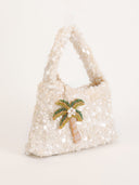 Iza | Sequin Palm Hobo Bag – Resort Event Beaded Motif Shoulder Handle