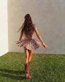 Janice | Crystal Mirror Mini – High Neck Mixed Paillette Sequin Festival Party Dress