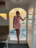 Jazlyn | V Neck Ruffle Mini – One Shoulder Sheer Layered Party Summer Dress