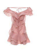 Jazlyn | V Neck Ruffle Mini – One Shoulder Sheer Layered Party Summer Dress