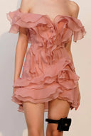 Jazlyn | V Neck Ruffle Mini – One Shoulder Sheer Layered Party Summer Dress