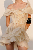 Jazlyn | V Neck Ruffle Mini – One Shoulder Sheer Layered Party Summer Dress