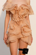 Jazlyn | V Neck Ruffle Mini – One Shoulder Sheer Layered Party Summer Dress