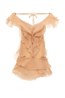 Jazlyn | V Neck Ruffle Mini – One Shoulder Sheer Layered Party Summer Dress