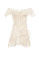 Jazlyn | V Neck Ruffle Mini – One Shoulder Sheer Layered Party Summer Dress