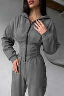 Jazmine | Hooded Two Piece Set – Zip Front Long Sleeve Jogger Pants Drawstring