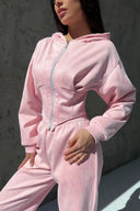 Jazmine | Hooded Two Piece Set – Zip Front Long Sleeve Jogger Pants Drawstring