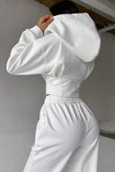 Jazmine | Hooded Two Piece Set – Zip Front Long Sleeve Jogger Pants Drawstring