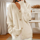 Jessamine | Classic Cable Knit Cardigan – V Neck Button Front Pocket Casual