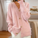 Jessamine | Classic Cable Knit Cardigan – V Neck Button Front Pocket Casual