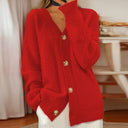 Jessamine | Classic Cable Knit Cardigan – V Neck Button Front Pocket Casual