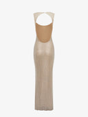 Jessica | olographic Sequin Maxi – Scoop Neck Open Back Bodycon Prom Evening Dress