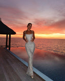 Jessica | olographic Sequin Maxi – Scoop Neck Open Back Bodycon Prom Evening Dress