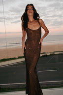 Jessica | olographic Sequin Maxi – Scoop Neck Open Back Bodycon Prom Evening Dress