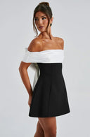 Jill | Two Tone Mini – Off Shoulder Back Bow A-Line Party Cocktail Dress