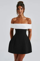 Jill | Two Tone Mini – Off Shoulder Back Bow A-Line Party Cocktail Dress